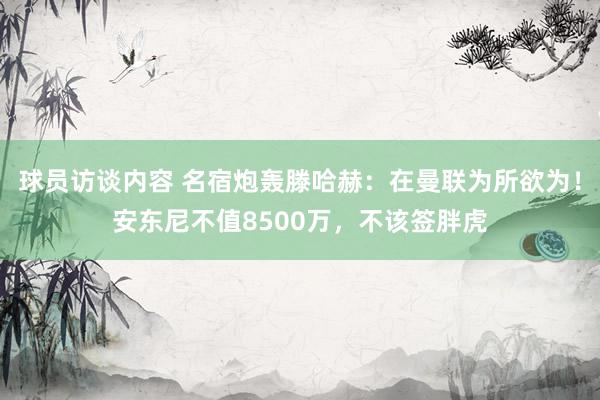 球员访谈内容 名宿炮轰滕哈赫：在曼联为所欲为！安东尼不值8500万，不该签胖虎