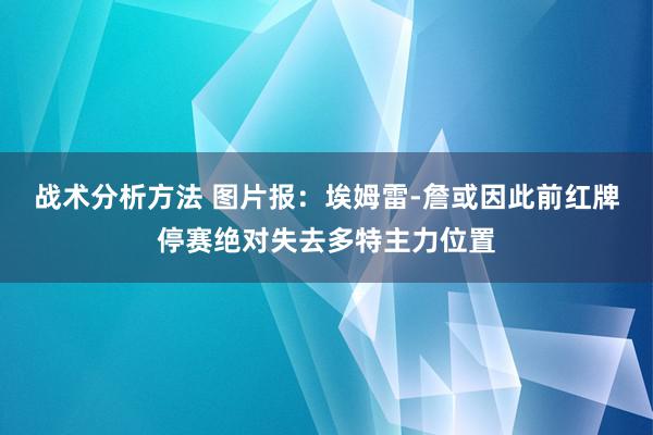 战术分析方法 图片报：埃姆雷-詹或因此前红牌停赛绝对失去多特主力位置