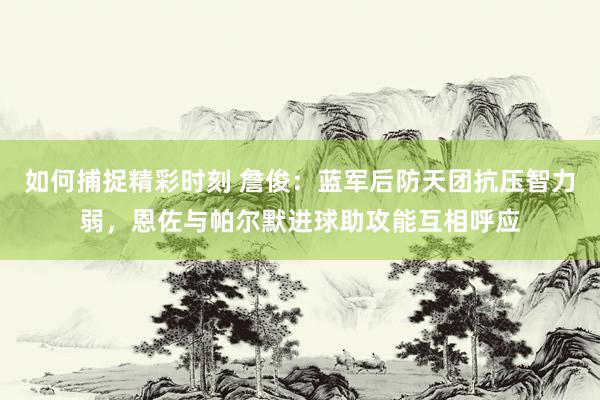 如何捕捉精彩时刻 詹俊：蓝军后防天团抗压智力弱，恩佐与帕尔默进球助攻能互相呼应